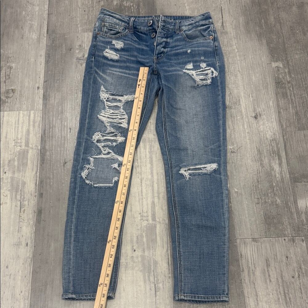 American Eagle Outfitters Distressed Blue Skinny Tom Girl size 0 regular Jeans
